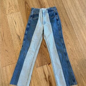 Stylish Two-Tone Flare Jeans